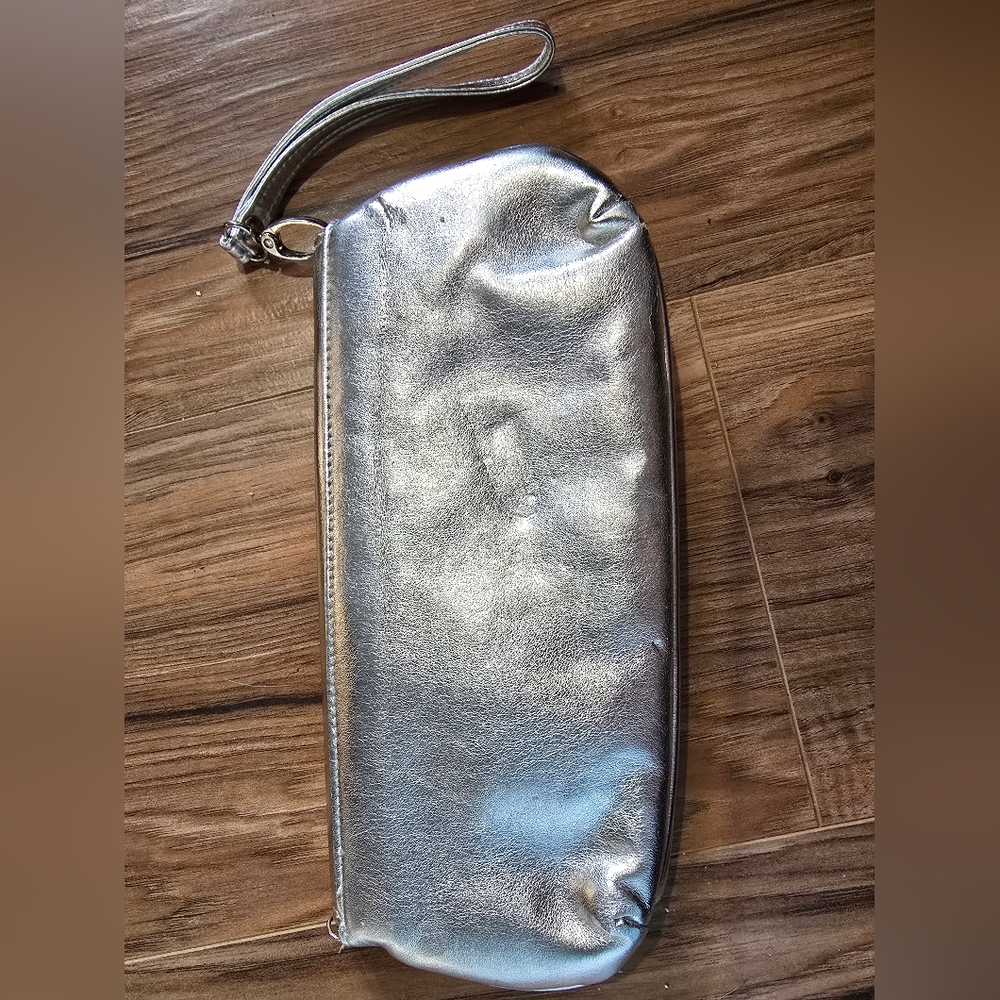 Silver Clutch with Rhinestone Logo - Picture 7 of 8